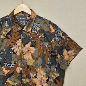 Bonobos Short Sleeve Tailored Slim Fit Animal Floral Print Button Down Long XL